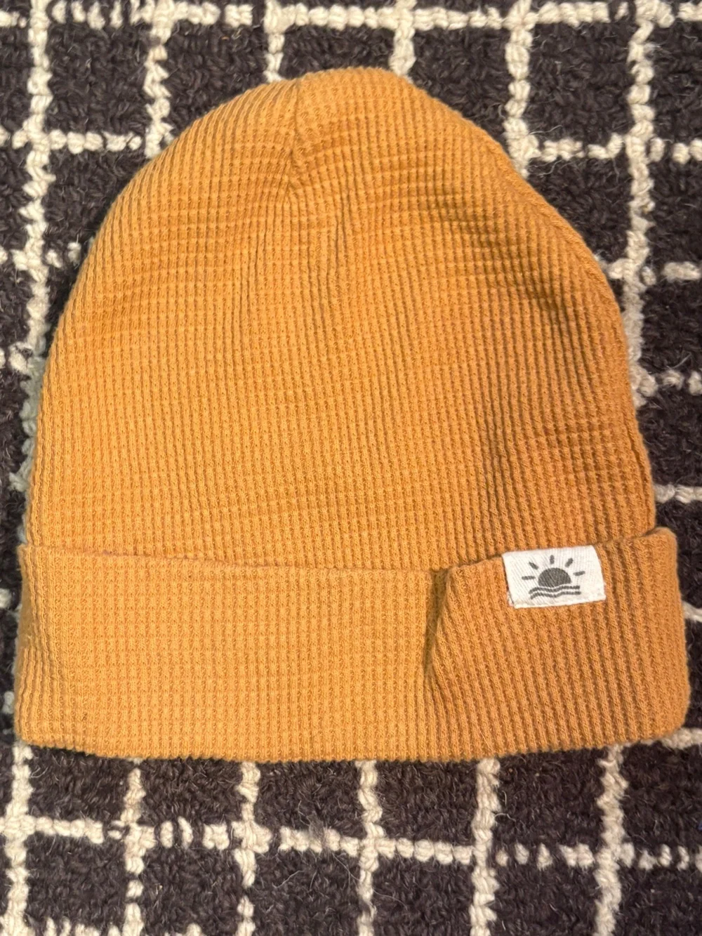 Toddler Waffle Knit Beanie in Warm Tan